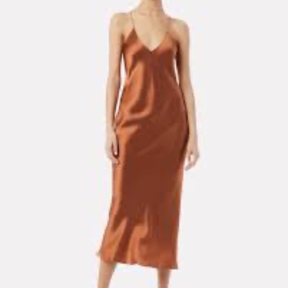 NEW Alix NYC Lewis Nude Pink Tan Silk Slip Maxi Dress Medium - Picture 1 of 10